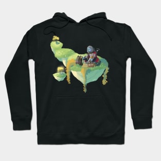 Beautiful fantasy art green floating land Hoodie